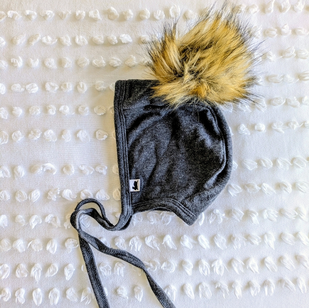 Little & Lively Gray Pom-Pom Baby Hat